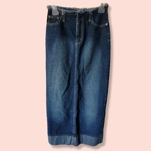 Raw hem long jean skirt Size 3 100% cotton